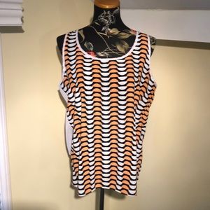 Open Back Tank Top - Orange/White/Navy